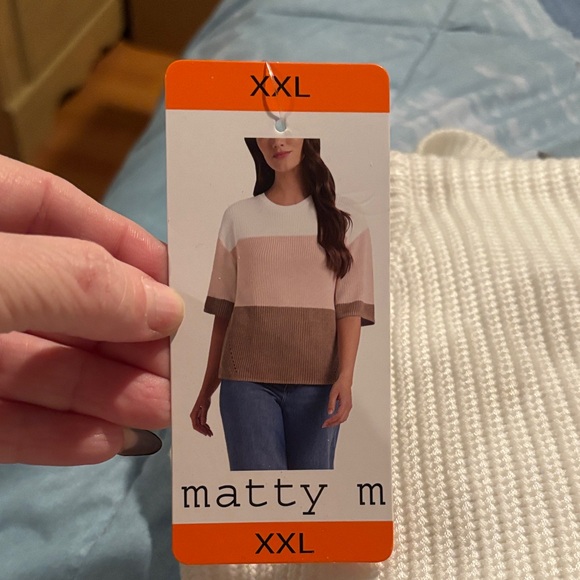 NWT Matty M Cream and Brown Colorblock Sweater size XXL - Picture 4 of 4